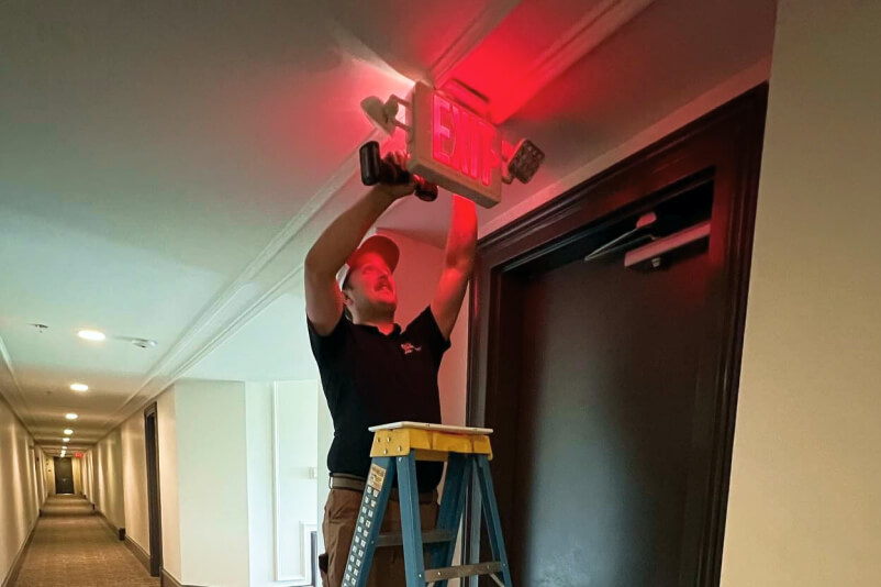 Emergency exit light installation